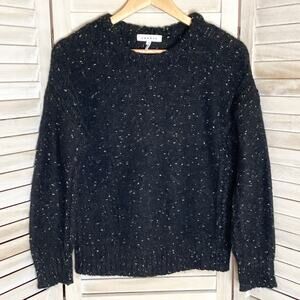 Sandro Black Metallic Gold Speckled Cropped Wool Mohair Sweater 1 S
